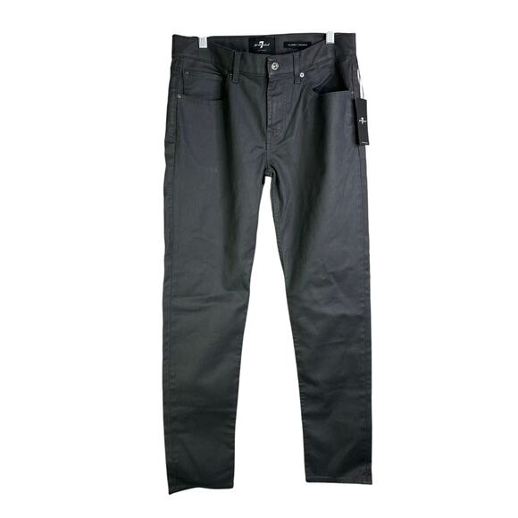 7 For All Mankind Pants Mens 32 Gray Slimmy Tapered Jean Cut Straight Leg NWT - Picture 1 of 11